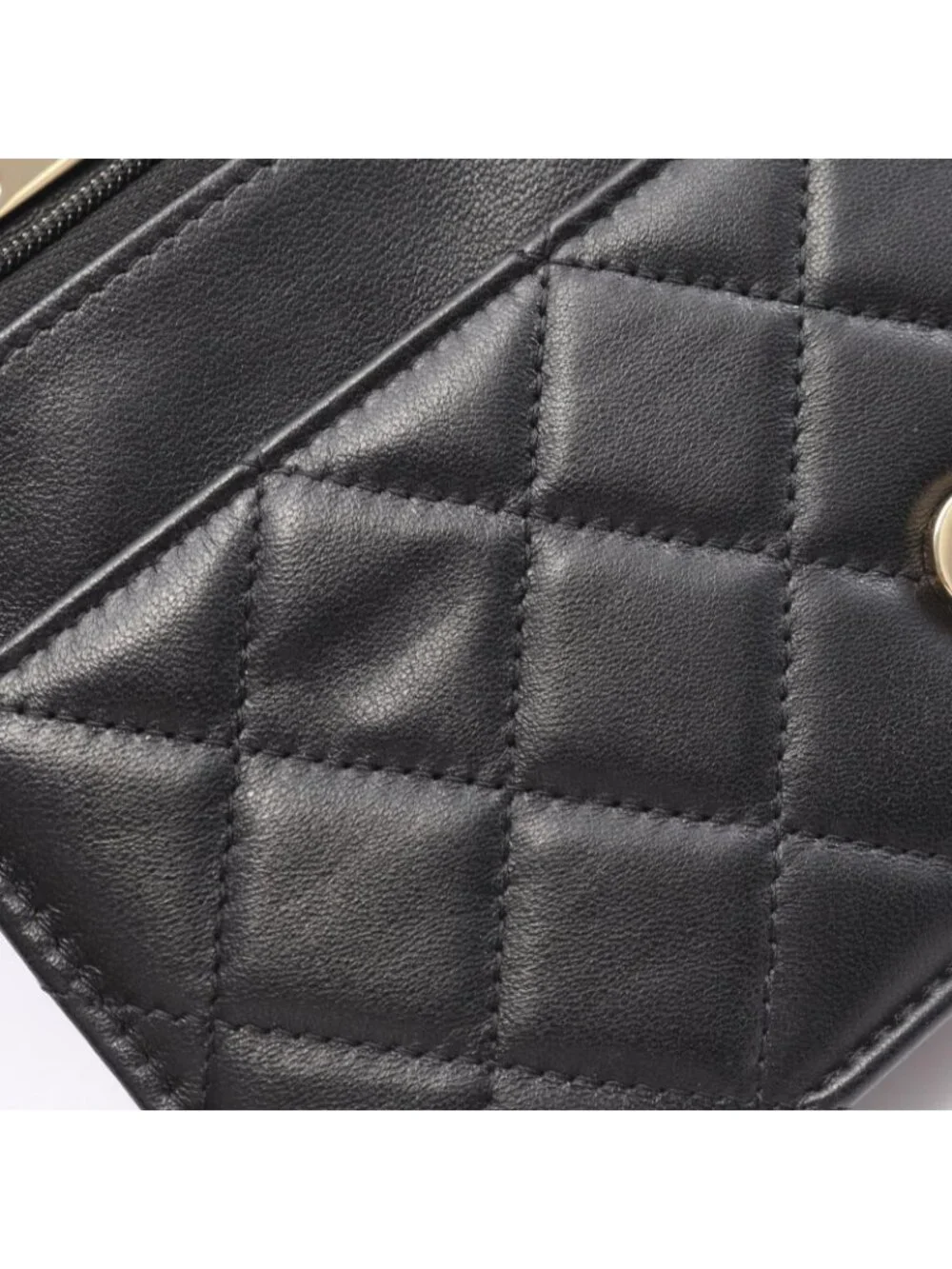 Chanel Shoulder Bag Quilted Top Handle 2-Way Black Lambskin Chain Wallet